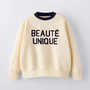 Zara Cream Kids Sweatshirt with Black Text